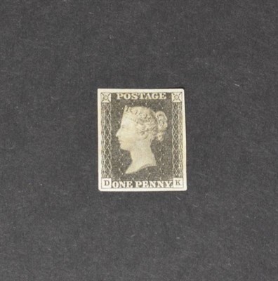 Lot 254 - 1840 1d Black SG2 - Looks unused with 4 good margins but appears to have had postmark removed, only