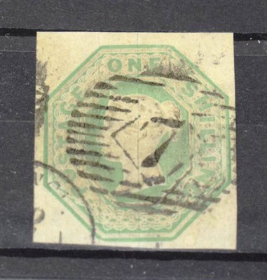 Lot 269 - GB - 1847 1/- embossed pale green FU clear 4 margin copy