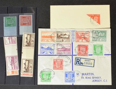 Lot 279 - Channel Islands Wartime  - Useful little lot in a small packet and on stockcards. With Jersey...
