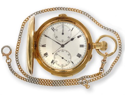 Lot 686 - An 18ct Gold Full Hunting Cased Minute Repeating Chronograph Keyless Lever Pocket Watch, 1911,...