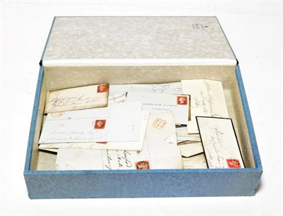 Lot 328 - Box File - With a quantity of QV covers with imperf 1d reds and others. Also a quantity of  cheques