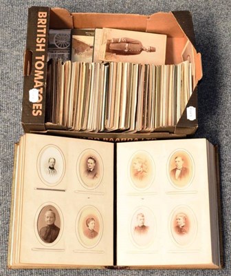 Lot 338 - Box of Early Photographs and Luxury Vintage Album. Small box with an interesting collection of...