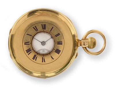 Lot 691 - An 18ct Gold Half Hunting Cased Keyless Lever Pocket Watch, retailed by Cattaneo & Co, Leeds, 1884