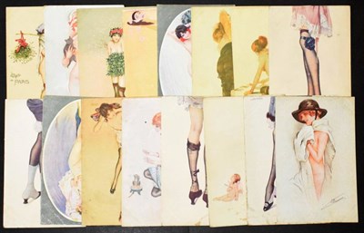 Lot 372 - Vintage Postcards - Paris Art Nouveau Glamour Cards. Small collection of attractive risque art...