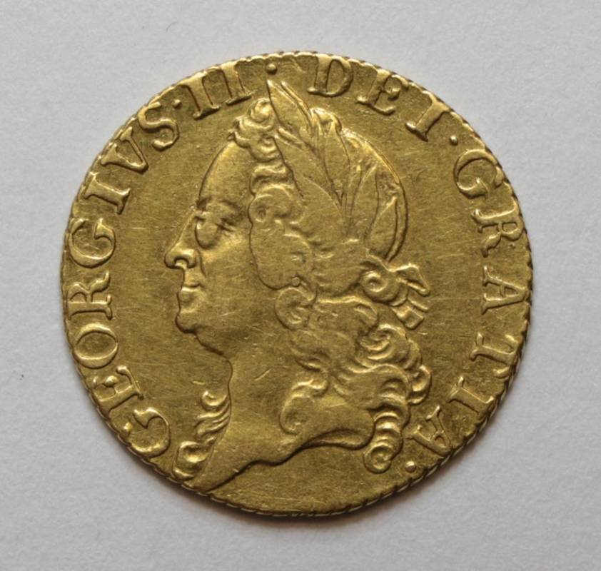Lot 12 - George II (1727-1760), Half Guinea, 1760, old laureate head left, rev. crowned garnished...