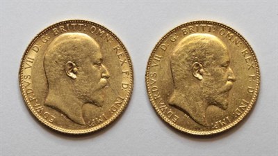 Lot 35 - Edward VII (1901-1910), Sovereigns (2), 1909C and 1910C (Canada), (S.3970). The first about...