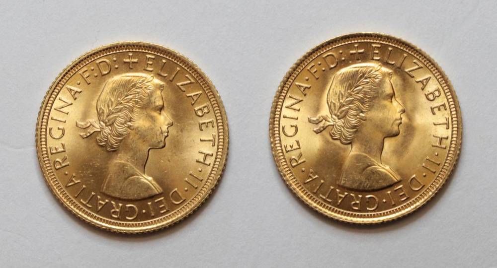 Lot 40 - Elizabeth II (1952-), Sovereigns (5), young head, 1957 fine edge graining (S.4124), 1958, 1959,...