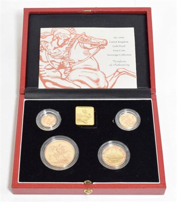 Lot 47 - Elizabeth II (1952-), gold proof sovereign collection, 1999, five pounds down to half sovereign...