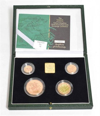 Lot 48 - Elizabeth II (1952-), gold proof sovereign collection, 2001, five pounds down to half sovereign...