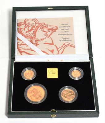 Lot 49 - Elizabeth II (1952-), gold proof sovereign collection, 2000, five pounds down to half sovereign...