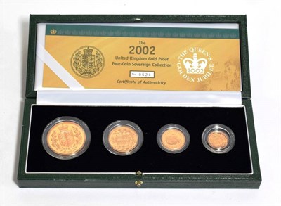 Lot 50 - Elizabeth II (1952-), gold proof sovereign collection, 2002, five pounds down to half sovereign...