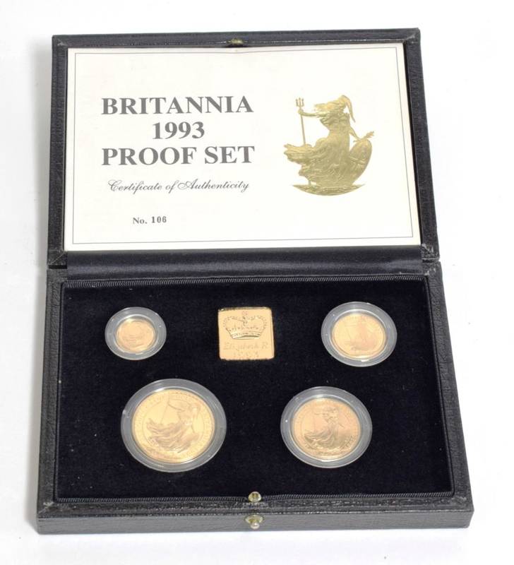 Lot 53 - Elizabeth II (1952-), Britannia gold proof set, 1993, 100 pounds down to 10 pounds (4 coins),...
