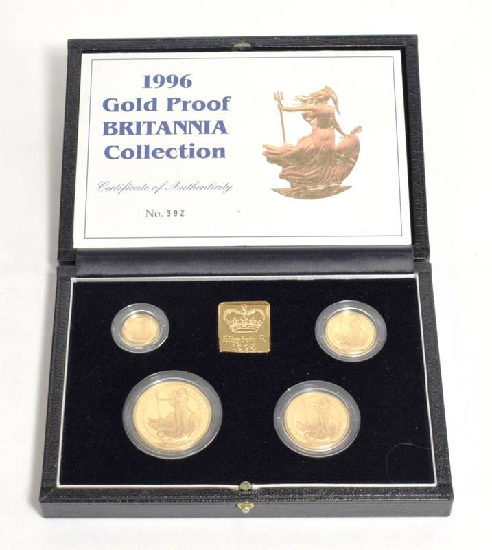Lot 56 - Elizabeth II (1952-), Britannia gold proof set, 1996, 100 pounds down to 10 pounds (4 coins),...
