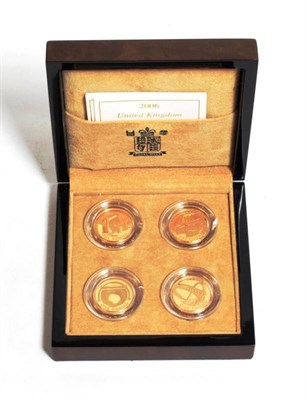 Lot 58 - Elizabeth II (1952-), proof £1 struck in gold (4), 2004-2007 (bridges), in Royal Mint box and case