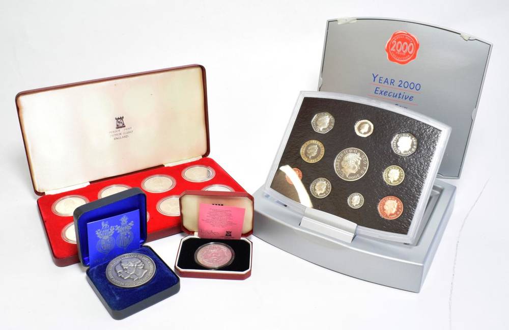 Lot 64 - Elizabeth II (1952-), proof set, millennium 2000 in silver case with certificate; silver proof...