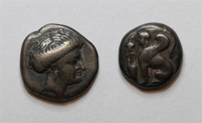 Lot 71 - Ionia, Chios, AR Drachm, c.431-412 BC, Sphinx seated left, grape bunch and amphora to left,...