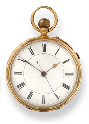 Lot 700 - An 18ct Gold Open Faced Chronograph Pocket Watch, 1897, frosted gilt finished lever movement,...