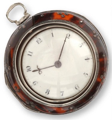 Lot 701 - A Silver and Tortoiseshell Triple Cased Verge Pocket Watch, signed Oliver Omroad, Donington, No.36