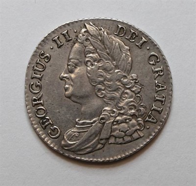 Lot 102 - George II (1727-1760), Shilling, 1743, old laureate and draped bust, rev. roses in angles,...