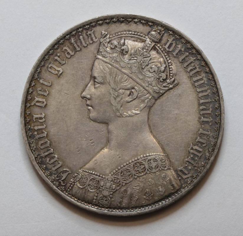 Lot 123 - Victoria (1837-1901), Crown, 1847, 'gothic' type, edge UNDECIMO, (S.3883). Lightly toned,...