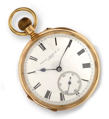 Lot 705 - An 18ct Gold Open Faced Keyless Lever Pocket Watch, signed Stewart Dawson & Co, London, 1906,...