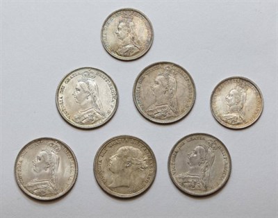 Lot 129 - Victoria (1837-1901), Sixpences (5), 1881, third young head left, (S.3912); 1887, jubilee head...