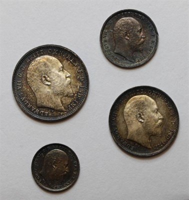 Lot 134 - Edward VII (1901-1910), Maundy set, 1905, (S.3985). A couple of tiny marks on the threepence,...