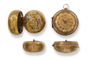 Lot 707 - A Rare Early 18th Century Gold Pair Cased Verge Clockwatch, signed Jos Windmills, London, 1701,...