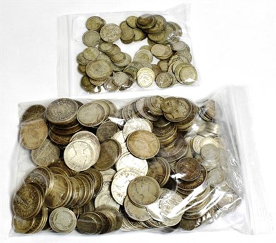 Lot 163 - British pre-decimal silver coins,  pre-1920, approx. 3087g of 0.925 sterling silver issues from...
