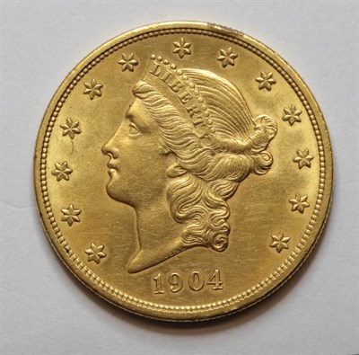 Lot 175 - USA, Gold Double Eagle ($20), 1904, Liberty head, 33.43g of 0.900 gold (0.9675 troy ounce fine...