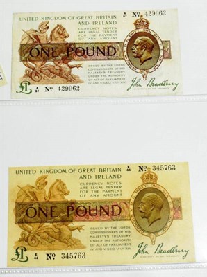 Lot 189 - Great Britain, Treasury £1, Bradbury, 1917, third issue, brown, purple and green (2), first series