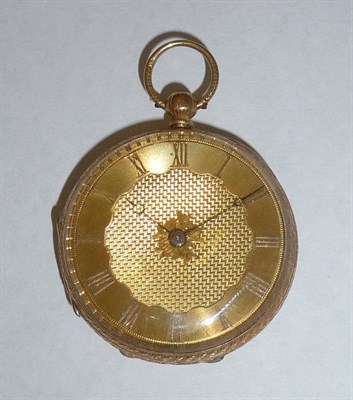 Lot 712 - An 18ct Gold Fob Watch, signed J Scott & Son, Kendal, 1862, gilt finished lever movement, gold...