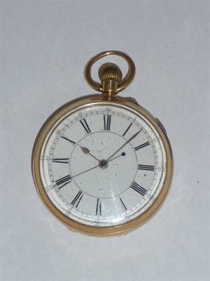 Lot 713 - An 18ct Gold Open Faced Chronograph Keyless Lever Pocket Watch, signed Henry Little, Lancaster,...