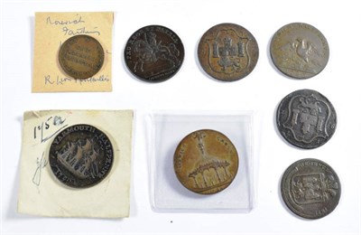Lot 234 - Norfolk Halfpenny Tokens (6), Yarmouth, 1792, ship in full sale, rev. arms of the borough of...