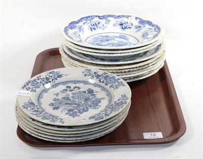 Lot 12 - Ten 19th century Staffordshire opaque china soup bowls; and six 18th century Delft plates