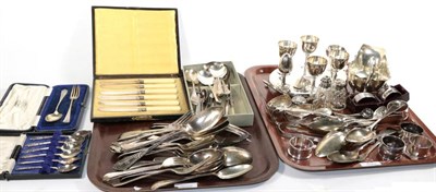 Lot 29 - Miscellaneous silver and plated wares, various dates and makers, including a pair of salts,...