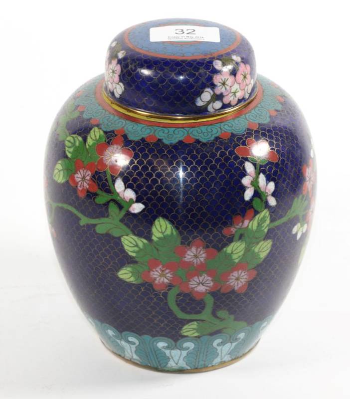 Lot 32 - An Oriental cloisonne enamel ginger jar and cover