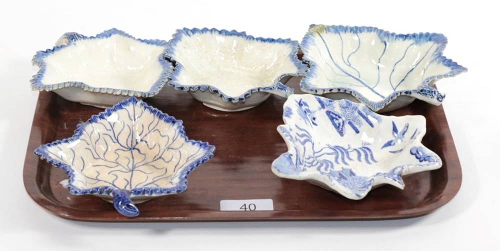 Lot 40 - Five 18th century and later pickle dishes