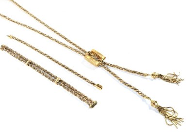 Lot 80 - A necklace and matching bracelet stamped '750', necklace length 90cm, bracelet length 20cm; and...