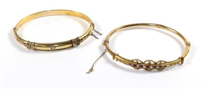 Lot 109 - Two gemset unmarked bangles (a.f.)