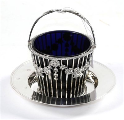 Lot 118 - A silver basket form salt with blue glass liner and a silver Armada dish