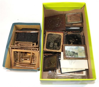 Lot 135 - A small quantity of 19th century daguerreotypes, miniature picture frames, etc