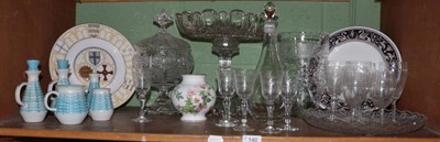 Lot 140 - A group of 20th century household ceramics and glass including cut glass pedestal dish and...