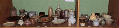 Lot 142 - A large collection of 20th century Studio Pottery, various makers and styles (39) (two shelves)
