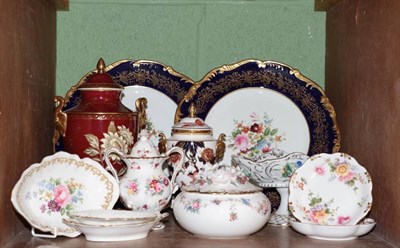 Lot 145 - A shelf of 20th century ceramics including Royal Crown Derby; Coalport; Dresden and Wedgwood etc