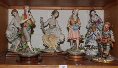 Lot 154 - Six large Capodimonte figures including shepherd and shepherdess modelled by G Armani and The...