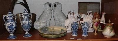 Lot 162 - A group of ceramics and metal wares including Staffordshire seated spaniels; Royal Worcester...