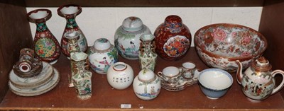 Lot 165 - A group of Oriental ceramics including two pairs of vases; four ginger jars and covers; teapot;...