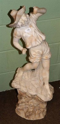 Lot 168 - An alabaster fishing boy