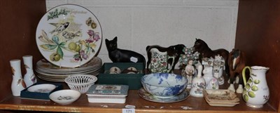 Lot 171 - Two Beswick horses and a cat; together with various 19th century pottery and porcelain (qty)